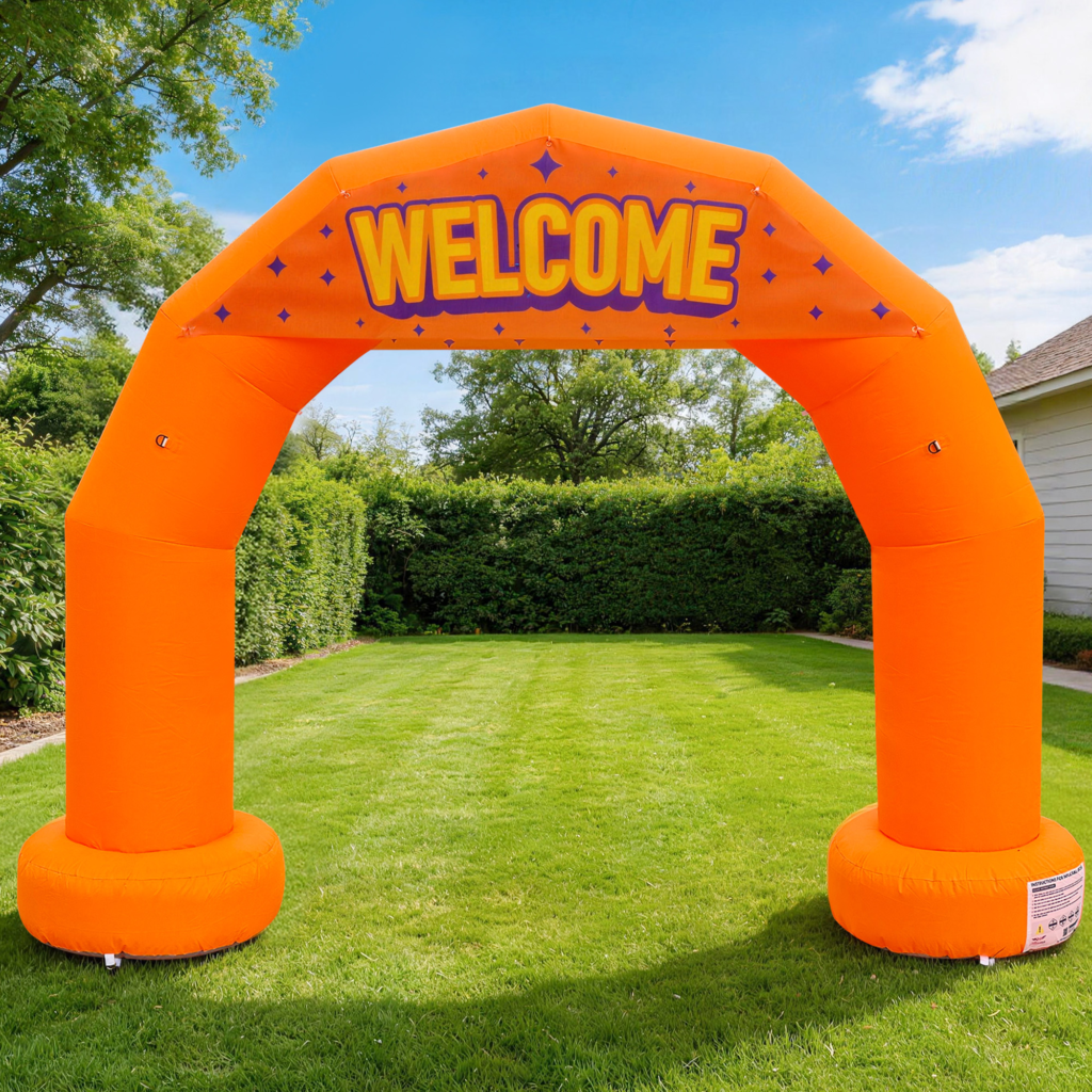 Wellcomer Inflatable Product Wellcomer 10Ft Half-Circle Inflatable Event Arch - Orange
