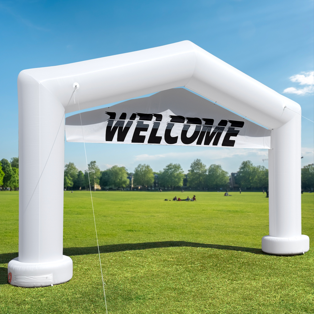 Wellcomer Inflatable Product Wellcomer Gable 20.7x13 Inflatable Event Arch - White with Banner